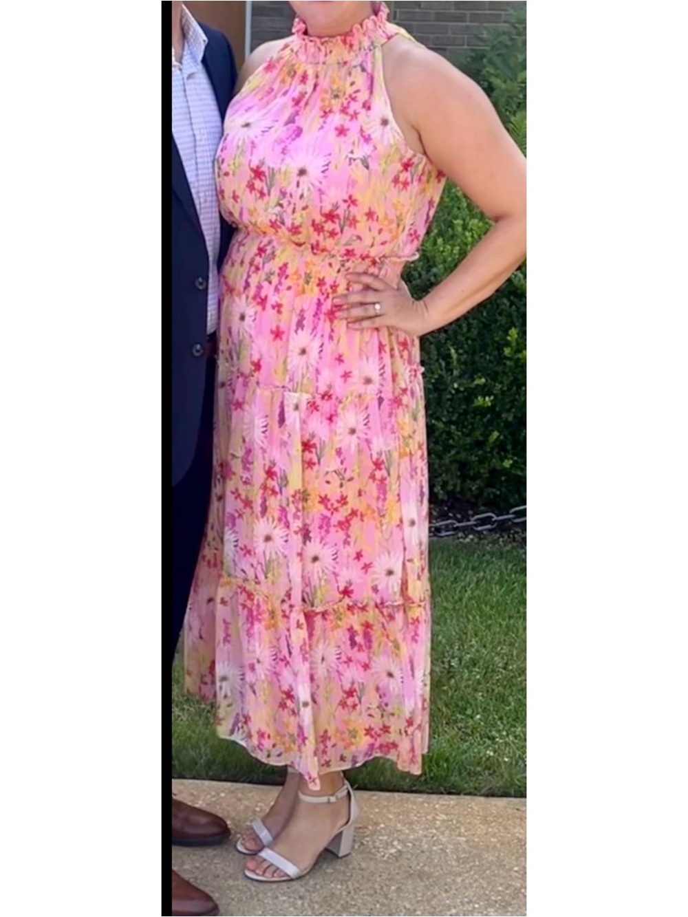 Taylor High Neck Floral Chiffon Maxi Dress XL - Picture 2 of 10